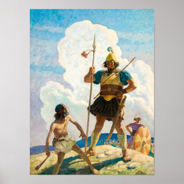 Póster David y Goliat, 1940 de Newell Convers Wyeth (Frente)
