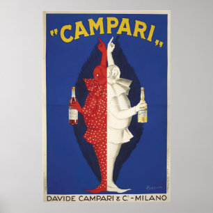 Póster Davide Campari Clowns Rojo y Blanco Vintage