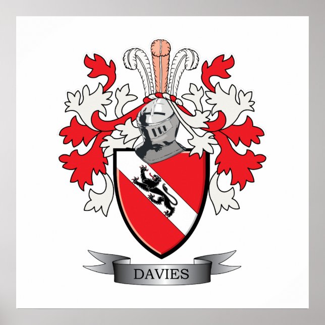 Póster Davies Family Crest Coat of Arms (Frente)