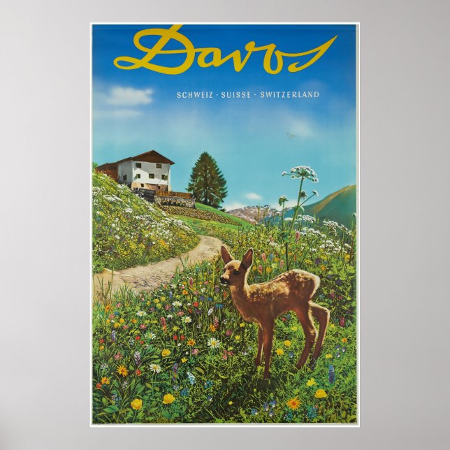 Póster Davos, Parsenn, Suiza, Poster de esquí (Frente)