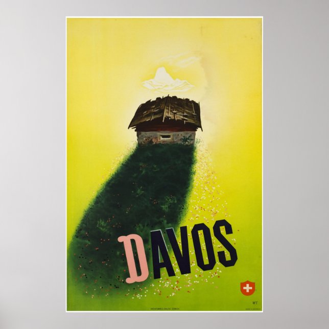 Póster Davos, Parsenn, Suiza, Poster de esquí (Frente)