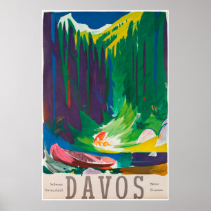 Póster Davos, Parsenn, Suiza, Poster de esquí