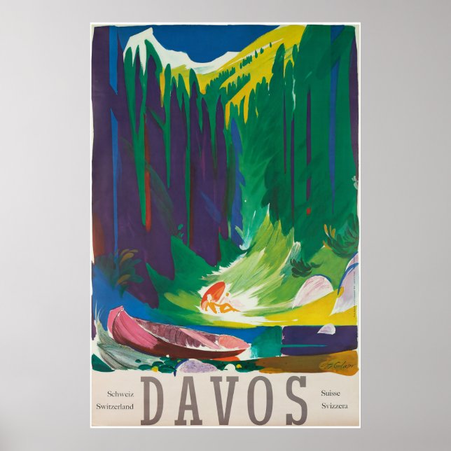 Póster Davos, Parsenn, Suiza, Poster de esquí (Frente)