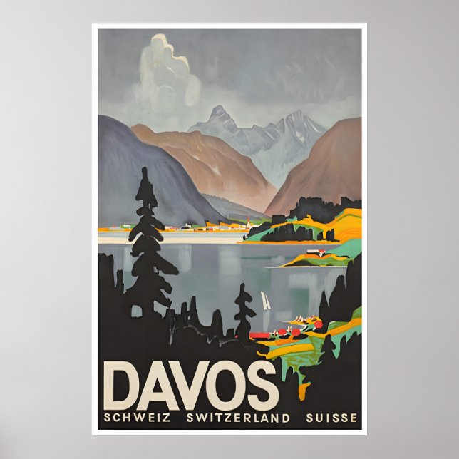 Póster Davos Wall Art Switzerland Poster Swiss Gift Print (Frente)