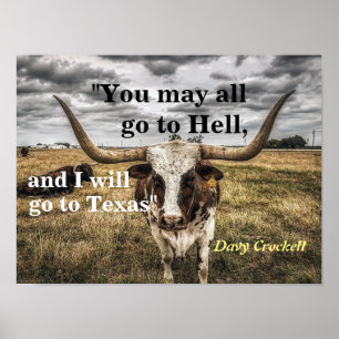 Póster Davy Crockett Cita Sobre El Infierno Y El Poster D