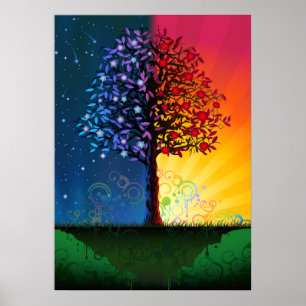 Póster Day And Night Tree