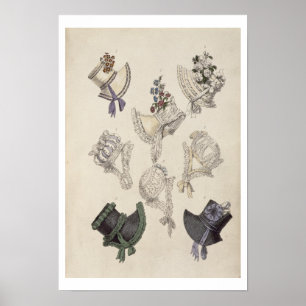 Póster Day bonnets, fashion plate from Ackermann's Reposi