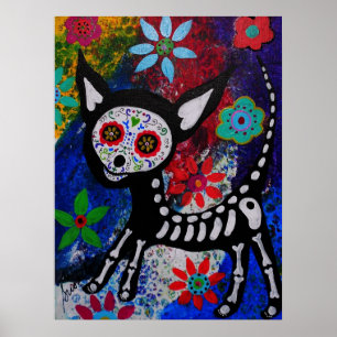 Póster Day of the Dead CHIHUAHUA DOG Painting by Prisarts