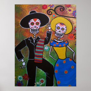 Póster Day of the Dead Dancing Couple