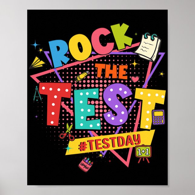 Póster Day Rock The Test Motivational Students Teachers (Frente)