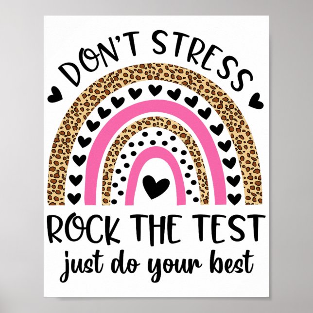 Póster Day Rock The Test Rainbow Teacher Funny Testing Da (Frente)