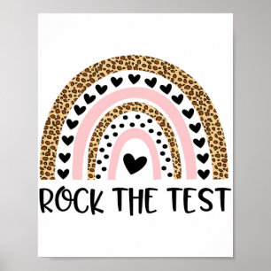 Póster Day Rock the Test Teacher Funny Rainbow Testing Da