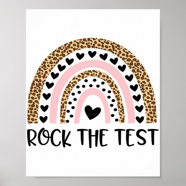 Póster Day Rock the Test Teacher Funny Rainbow Testing Da (Frente)