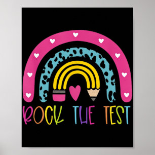 Póster Day Rock The Test Teacher Testing Day Rainbow Teac
