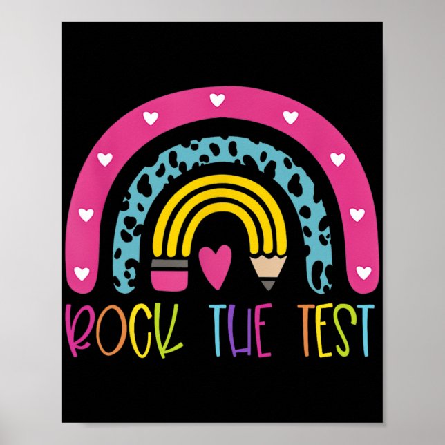 Póster Day Rock The Test Teacher Testing Day Rainbow Teac (Frente)
