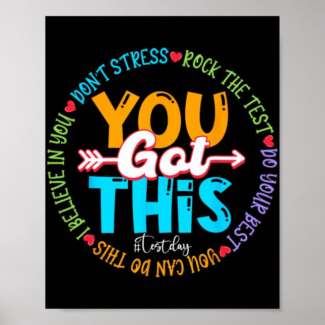 Póster Day Rock The Test Teacher Testing Day You Got This (Frente)