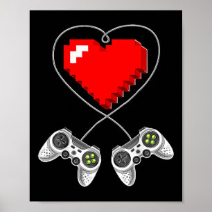 Póster Day Video Game Controller Heart Gamer Gift Boys