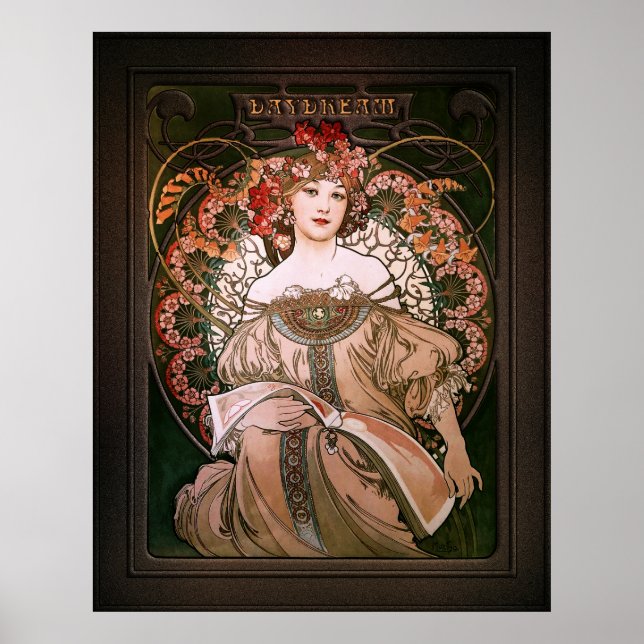 Póster Daydream c1896 por Alphonse Mucha (Frente)