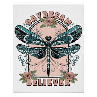 Póster Daydream - Dragonfly lindo - Bonito Floral