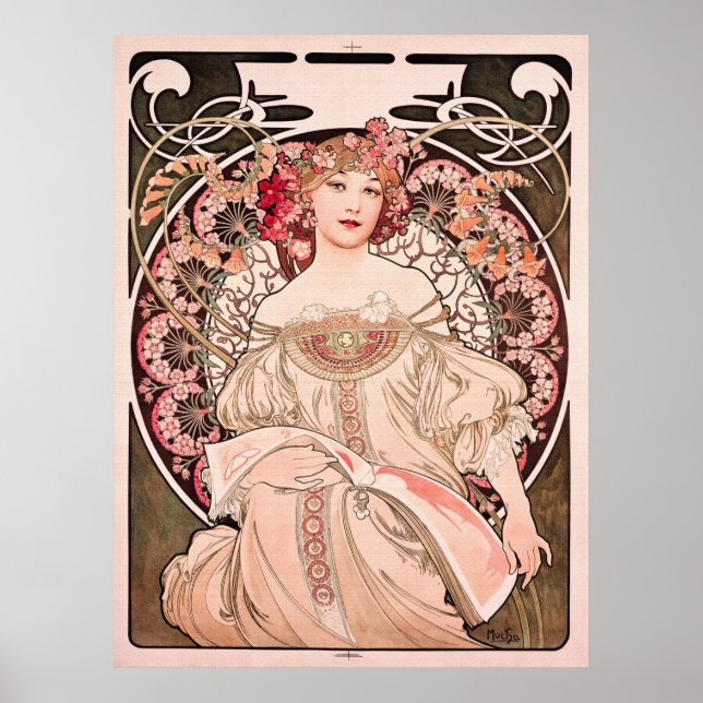 Póster Daydream por Alphonse Mucha (Frente)