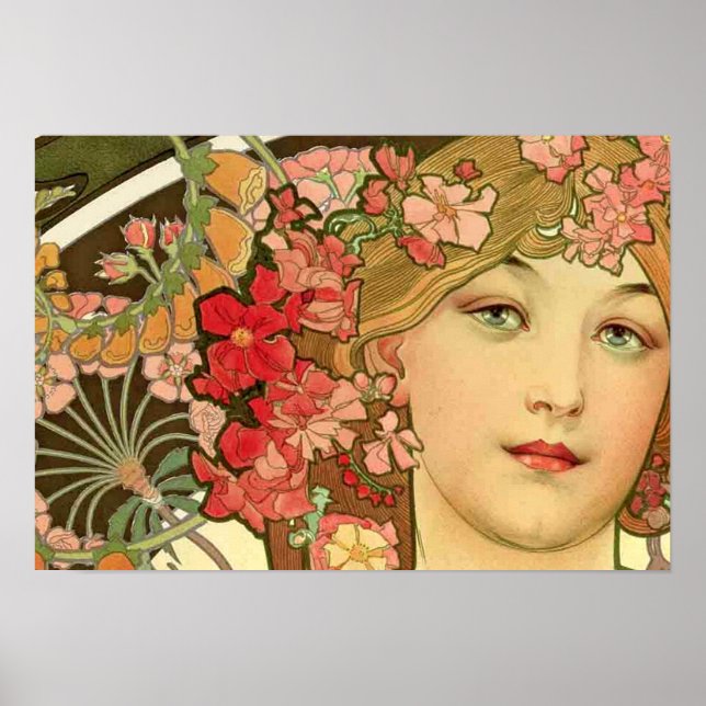Póster Daydream por Alphonse Mucha (Frente)