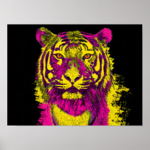 Póster Dayglo tiger art style