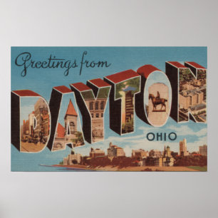 Póster Dayton, letra ScenesDayton, OH de OhioLarge