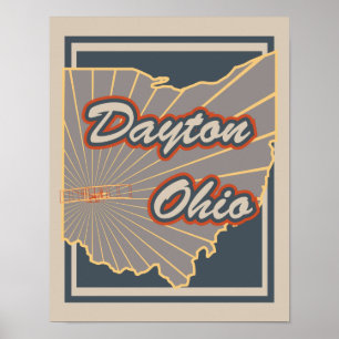 Póster Dayton, Ohio Art Print - Cartel de viaje v2