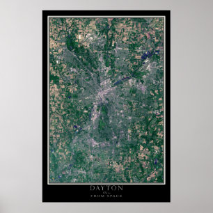 Póster Dayton Ohio desde el mapa de satélites espaciales