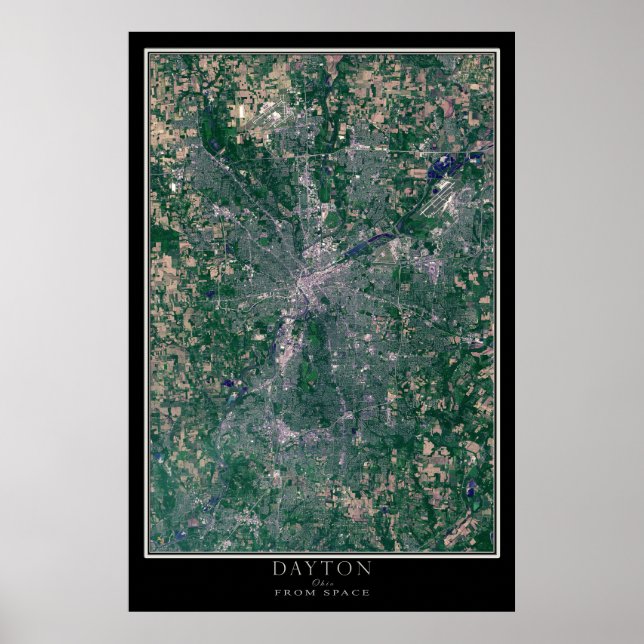 Póster Dayton Ohio desde el mapa de satélites espaciales (Frente)