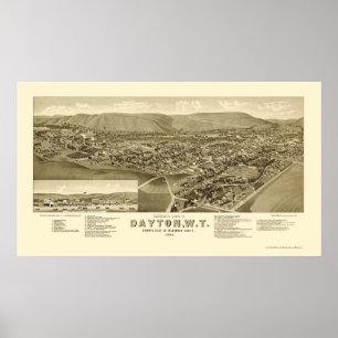 Póster Dayton, WA Panoramic Map - 1884