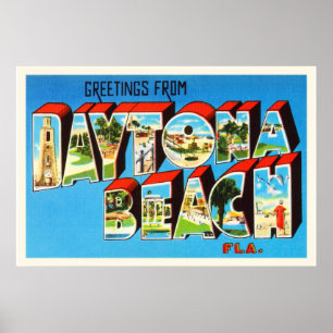 Póster Daytona Beach Florida FL Vintage Travel Souvenir