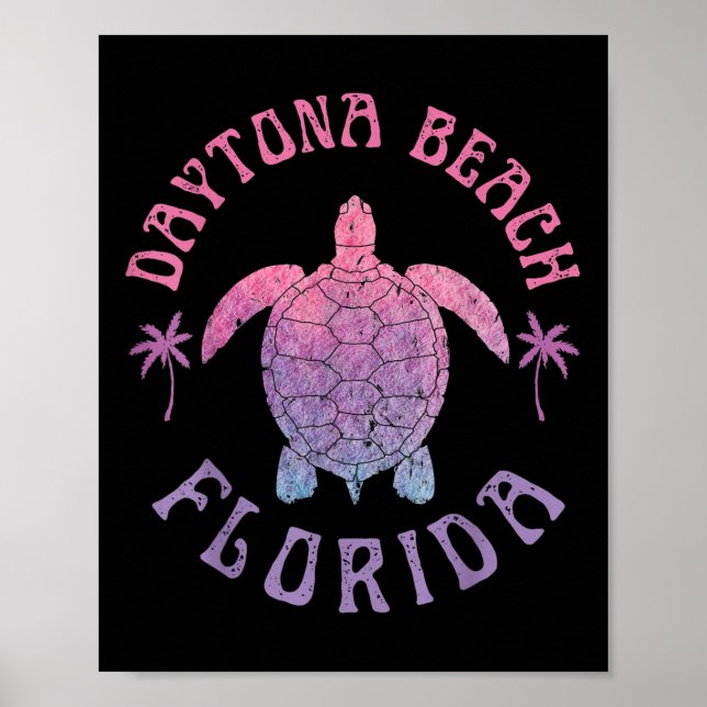 Póster Daytona Beach Florida Turtle vacaciones de verano (Frente)