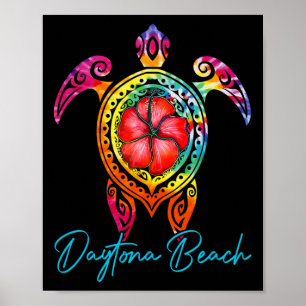 Póster Daytona Beach Florida Tye Dye Sea Turtle Vacation
