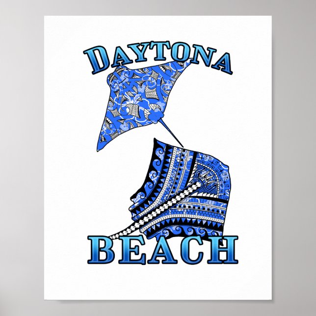 Póster Daytona Beach Florida Vacation Tribal Stingray (Frente)