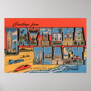 Póster Daytona Beach, la Florida - escenas grandes de la