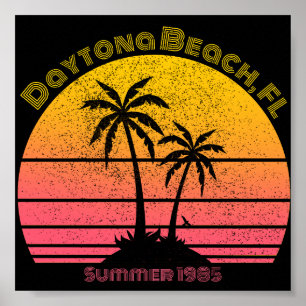 Póster Daytona Beach Retro Sunset Palms
