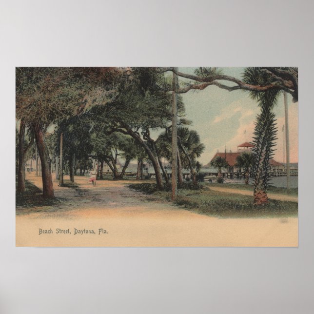 Póster Daytona, Florida - View of Beach Street (Frente)