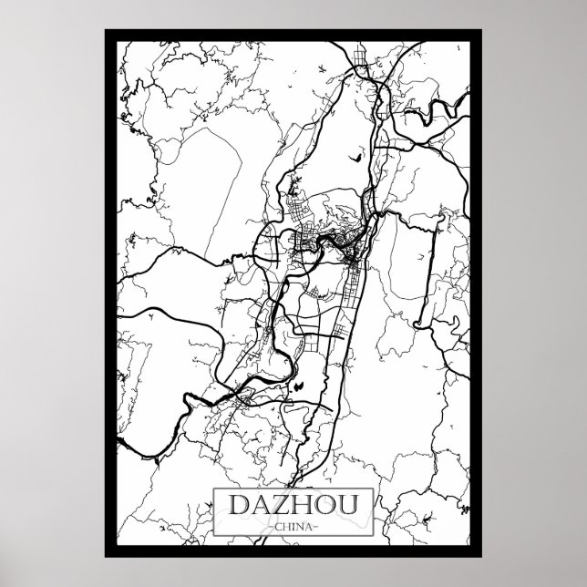 Póster Dazhou China City Map (Frente)