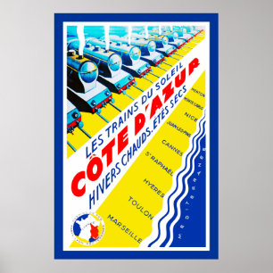 Póster d'Azur de Côte del ~ de Les Trains du Soleil
