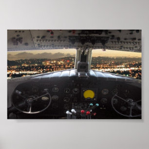 Póster DC3 Cockpit Night View