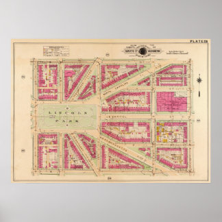 Póster DC Capitol Hill Neighb. Blog BigMap de 1919 (Baist