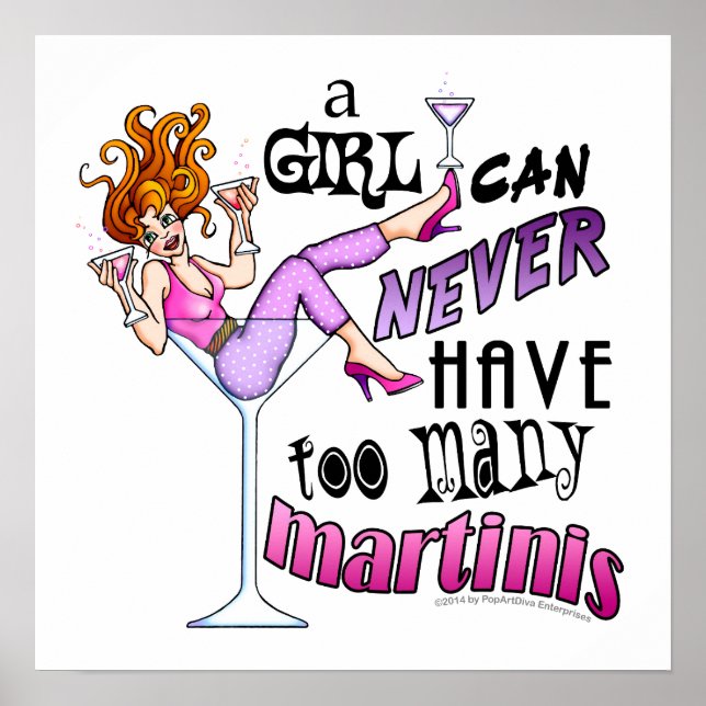 PÓSTER DE 16" X 16" - DEMASIADOS MARTINIS (Frente)