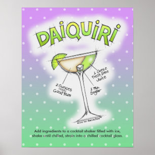 PÓSTER DE 16" x 20" - RECETA DE DAIQUIRI ARTE DE C
