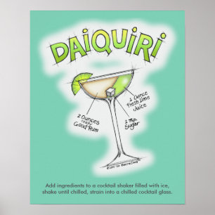 PÓSTER DE 16" x 20" - RECETA DE DAIQUIRI ARTE DE C