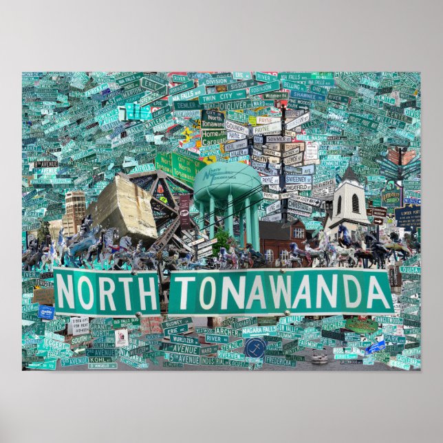 Póster de 16x12, calles de North Tonawanda NY (Frente)