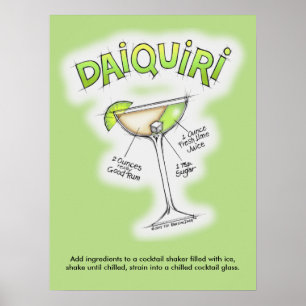 PÓSTER DE 18" X 24" - RECETA DE DAIQUIRI ARTE DE C