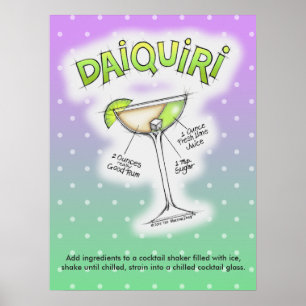 PÓSTER DE 18" x 24" - RECETA DE DAIQUIRI ARTE DE C
