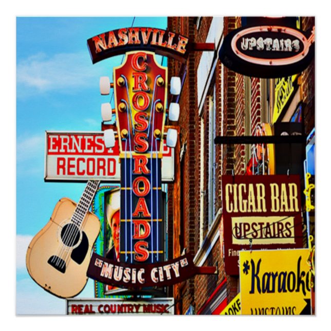 Poster de 20" x 20" en el centro de Nashville (Anverso)