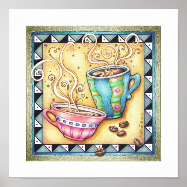 PÓSTER DE 28x28 CM - ¡COOL BEANS! Arte del Café (Frente)
